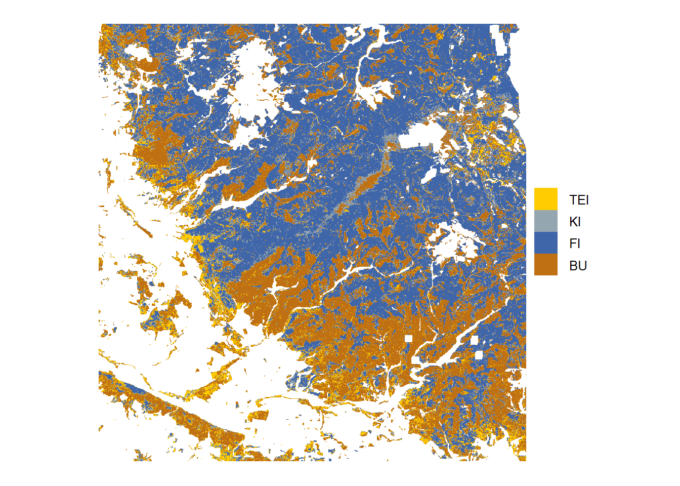 Tree species predition, based on 4-class model