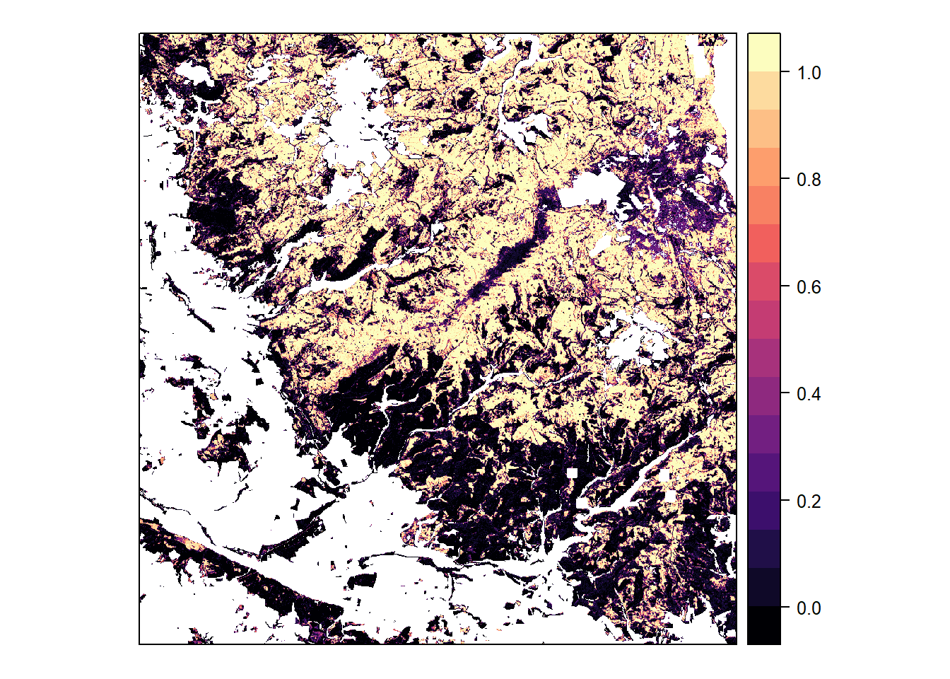 Classification probabilities for spruce, based on 4-class model