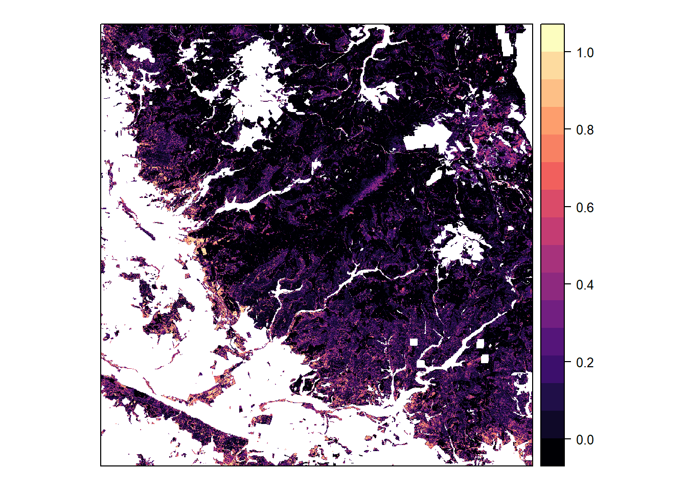 Classification probabilities for oak, based on 4-class model