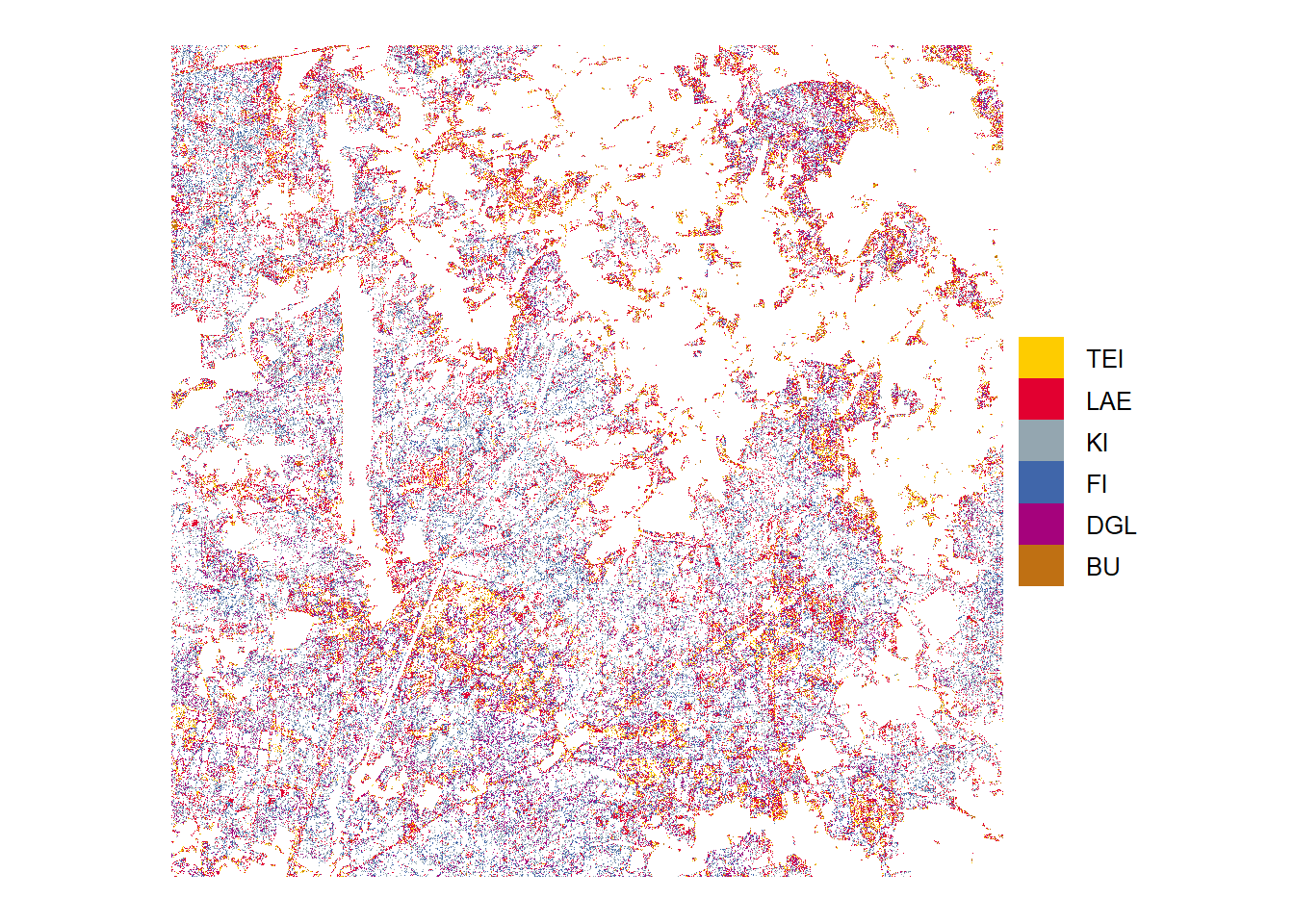 Tree species predictions with low probabilities (below threshold)